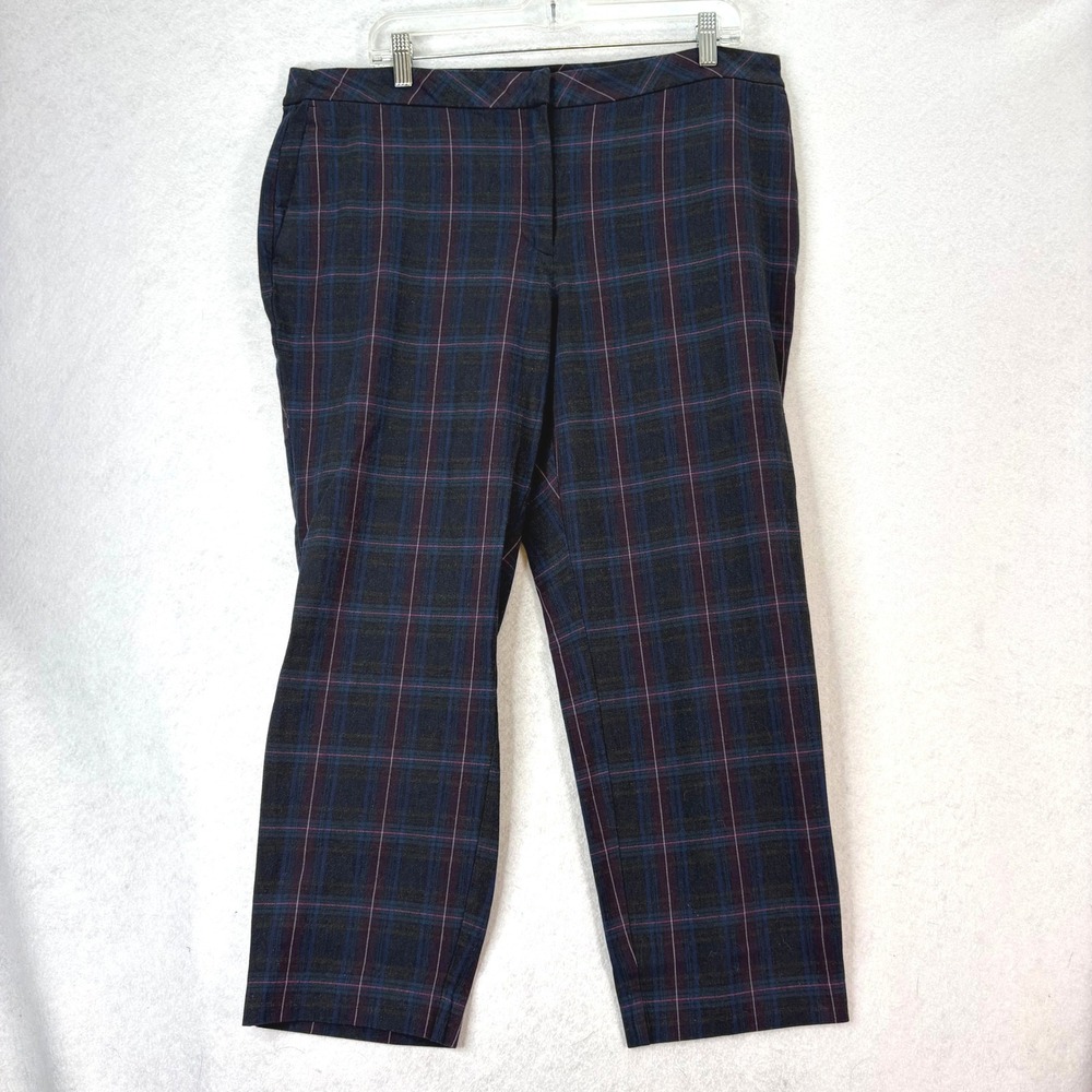 J. Jill Premium Bi-Stretch Gray/Blue Plaid Pants Women's Size 18 Academia Grunge